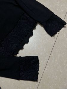 Y2K Style Black Lace Bordered Long Sleeve