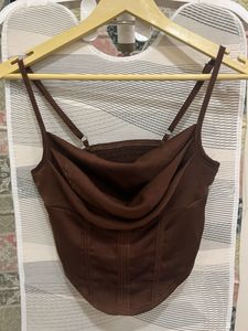 Brown Satin Corset Top size S US 4 Eu 36