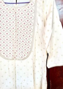 Elegant Cream Kurti with Embroidery