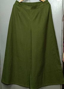 Stylish Olive Green Palazzos with Subtle Print