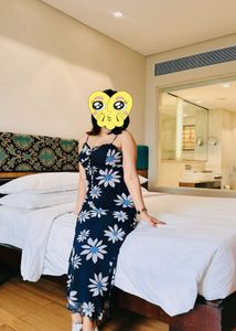 Black Daisy Print Slip Dress