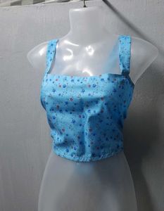 Blue Floral Crop Top