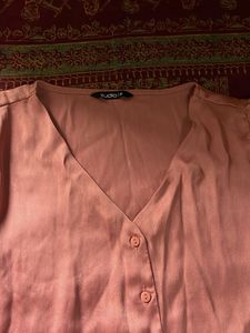 Satin Button-Up Blouse top