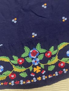 Zara Embroidered Navy Blue Blouse