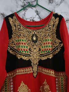 Heavy Golden Embroidery Red Designer Afgani Style