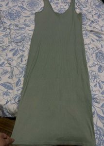 Sleek Ribbed Sage Green Midi Dress-NailPaint Free