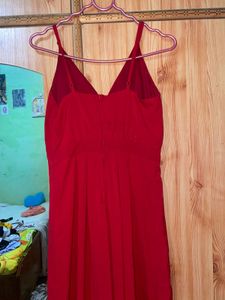 V-Neck Red long dress
