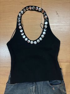 ZARA STUDDED HALTER NECK TOP