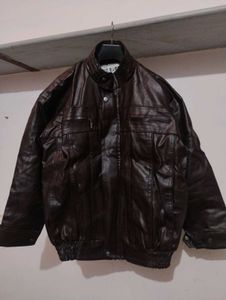 Unisex Brown Biker Leather jacket