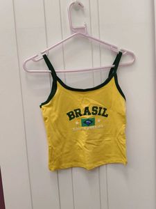 Yellow Brasil South America Crop Top