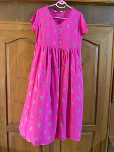 Vibrant Pink Embroidered Dress