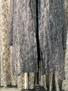 Stylish Grey Print Ethnic Gown