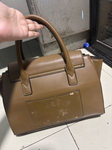 Brown Handbag with Handle Wear