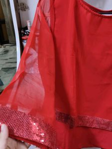 Red Kurta with Sequin Embellishment
