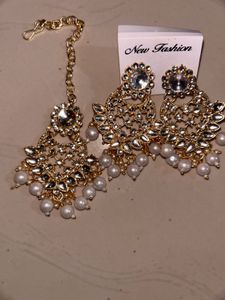 Stunning Pearl & Kundan Maang Tikka Set