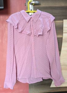 Caped Collar Sheer Dobby Casual Shirt