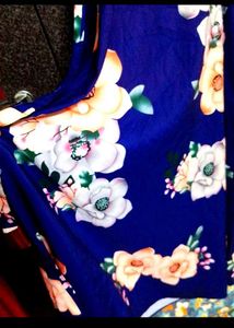Floral Print Blue Midi Dress