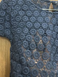 Navy Blue Lace Top