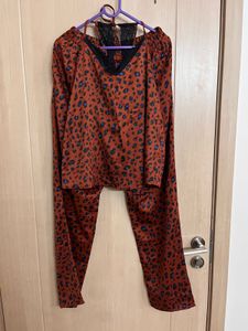 Satin Leopard Print Pajama Set