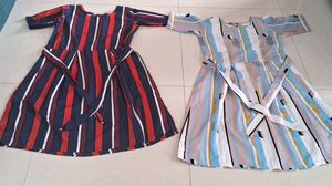 Striped fit and flare Midi Dress Set