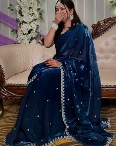 Embroidered Blue Silk Saree gift hampers