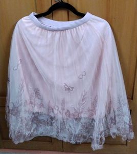 Elegant Pink Tulle Skirt with Floral Print
