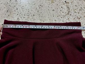 Maroon Textured Skater Skirt