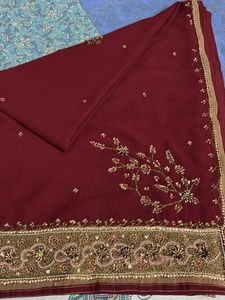 Maroon Embroidered Saree