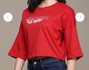 Red Graphic Crop Top