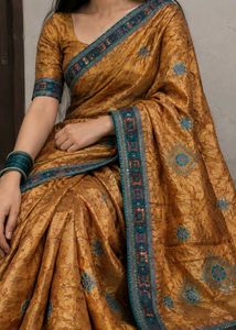 Mustard Golden Soft Synthetic Saree