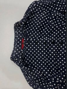 Vintage Navy Blue Polka Dot Peplum Top
