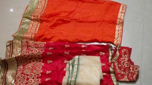 Orange &amp; Red Lehenga Choli Set