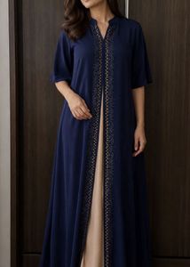 Elegant Navy Embellished Maxi Dress