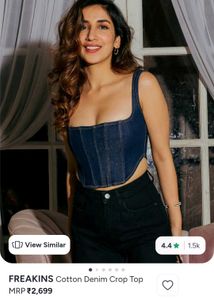 FREAKINS Cotton Denim Crop Top