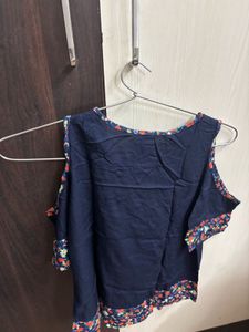 Stylish Cold Shoulder Denim Top