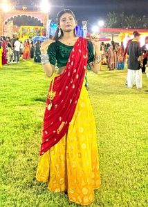 Yellow Banarasi Silk Women Ethnic skirt