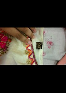 White &amp; Pink Embroidered anarkali