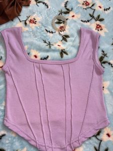 Lavender Ribbed Corset Top - New