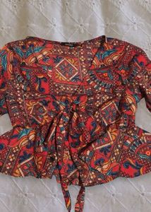 Bohemian Print Wrap Top