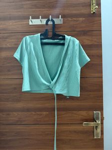 Mint Green Wrap Crop Top