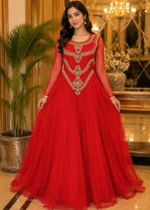 Stunning Red Embellished Anarkali Gown