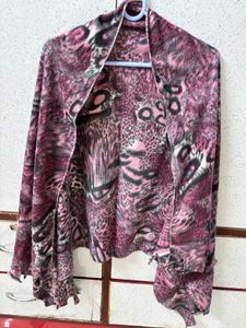 Chic Pink Animal Print Cardigan