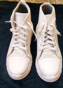 White Canvas Chunky Sneakers