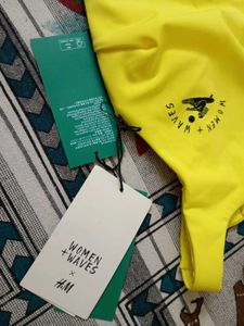 H&amp;M Bodysuit/Swimsuit Neon Yellow NWT