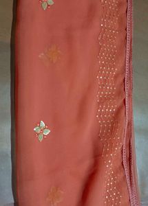 Elegant Coral Kurta Set with Dupatta