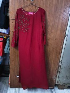 maroon gown