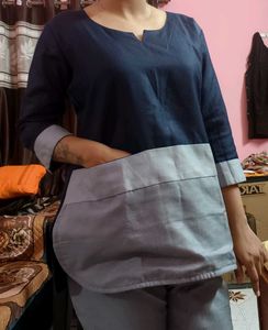Stylish Blue & Grey Kurta Set