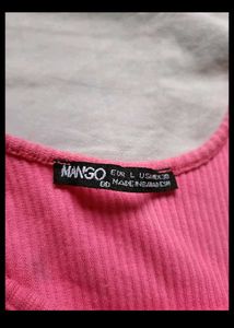 Mango Pink Ruffle Trim Tank Top