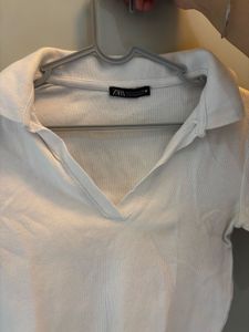 ZARA Cropped Polo Top