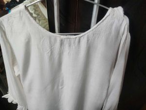 Elegant White Ruffled Neck Top